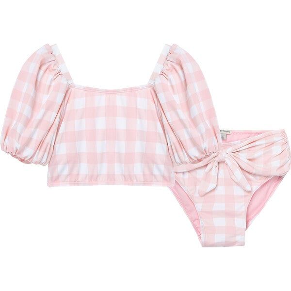 Gingham Two Piece Swimsuit, Pink | Maisonette