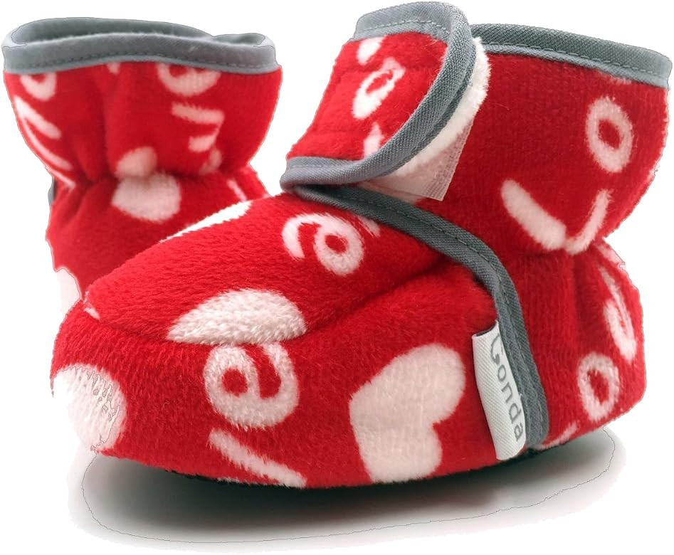 CONDA Baby Booties Girl & Boy Infant Fleece Slippers - Red Heart Valentines Soft Cozy and Colorfu... | Amazon (US)