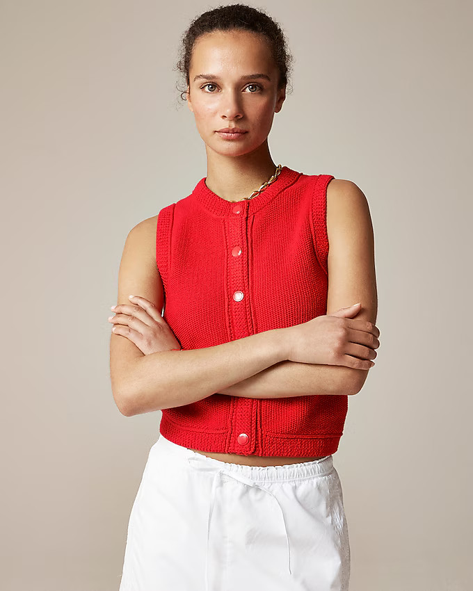 Cropped button-up sweater shell | J. Crew US