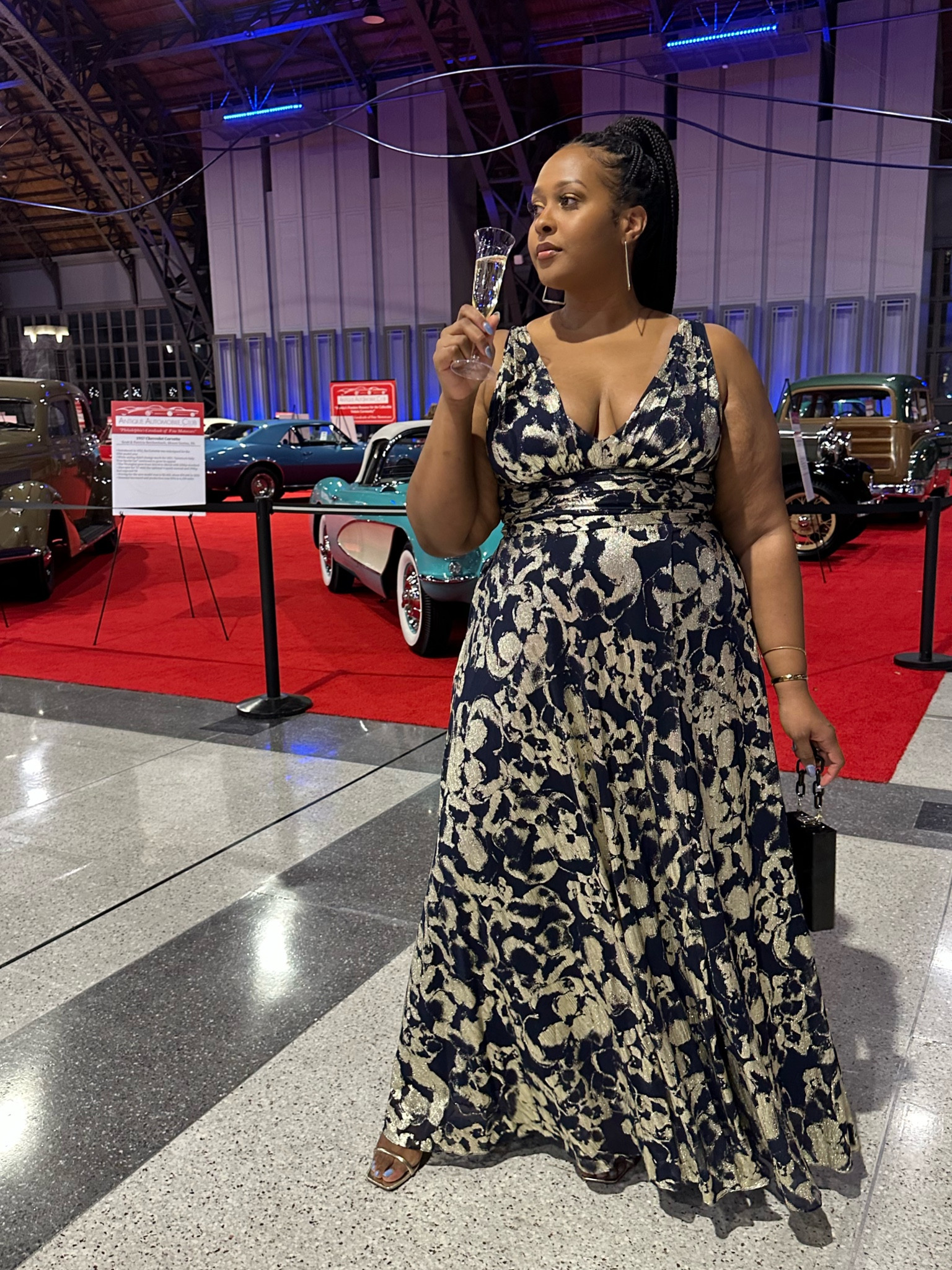 IT HAS POCKETS. Obsessed with this navy and gold, foil print gown!!! I’m 5’10” and wearing my normal size 16 💙

#LTKStyleTip #LTKWedding #LTKPlusSize