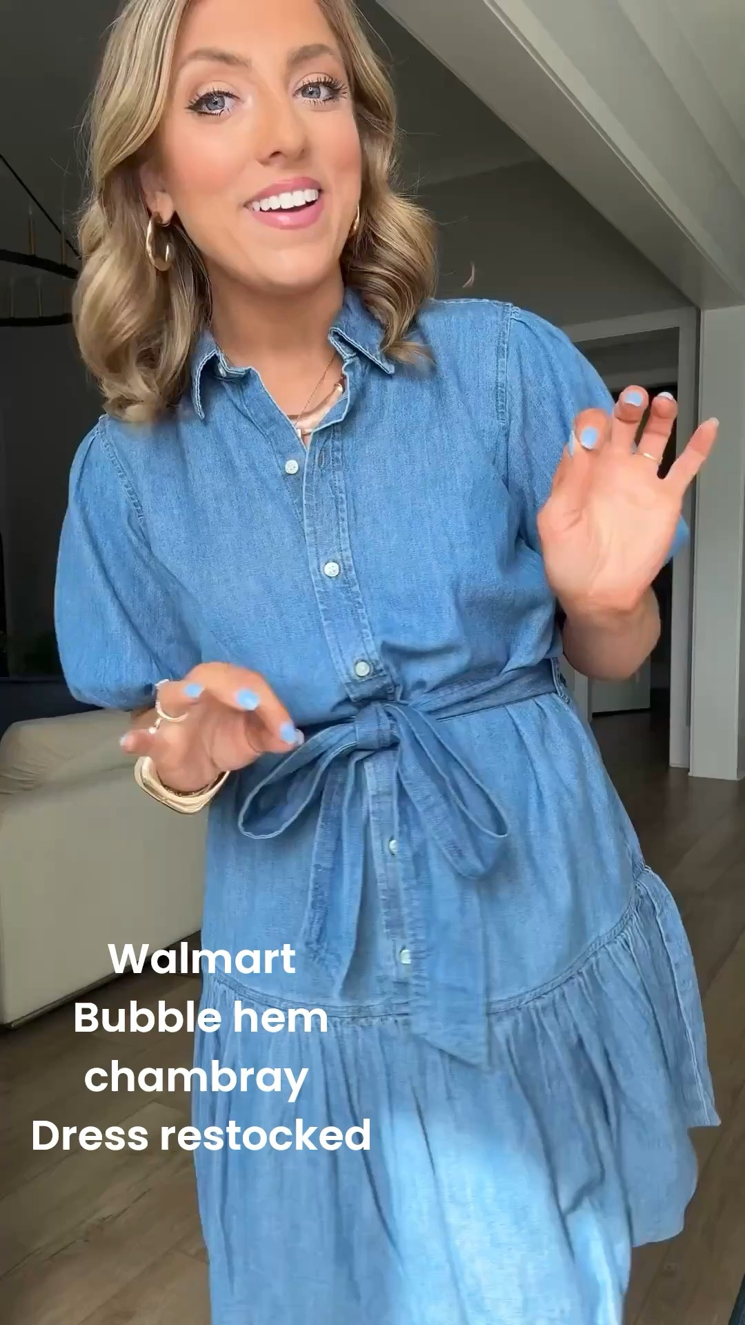 The viral Walmart chambray bubble hem dress is RESTOCKED 😍👏🏻

This one sold SO fast before and I completely understand why 🤌🏻 The lightweight denim look, puff sleeves, bubble hem detail, and flattering tie waist make it look way more expensive than it is 💙

Perfect for brunch, family photos, summer events, casual date nights, and everyday summer outfits. Such a good throw-on-and-go dress while still looking put together ✨

#walmartfashion #walmartfinds #chambraydress #bubblehemdress #summerdress #affordablefashion #walmartstyle #casualsummerstyle #momstyle #everydaystyle #summerfashion #dressseason #vacationstyle #easyoutfitideas #ootd #fashionfinds #denimdress #walmartnewarrivals #casualchic #summerward

#LTKootd #LTKPetite