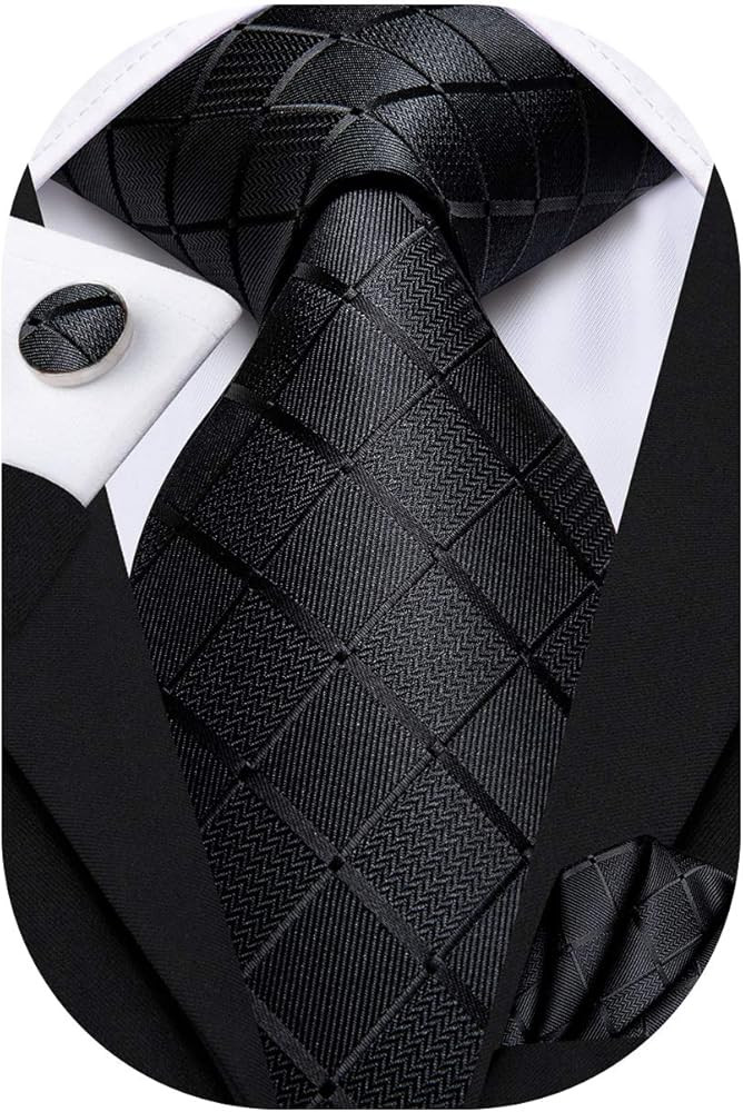 Hi-Tie Men's 63 Inches Extra Long Tie and Silk Pocket Square Necktie Set with Cufflinks Formal Pa... | Amazon (CA)