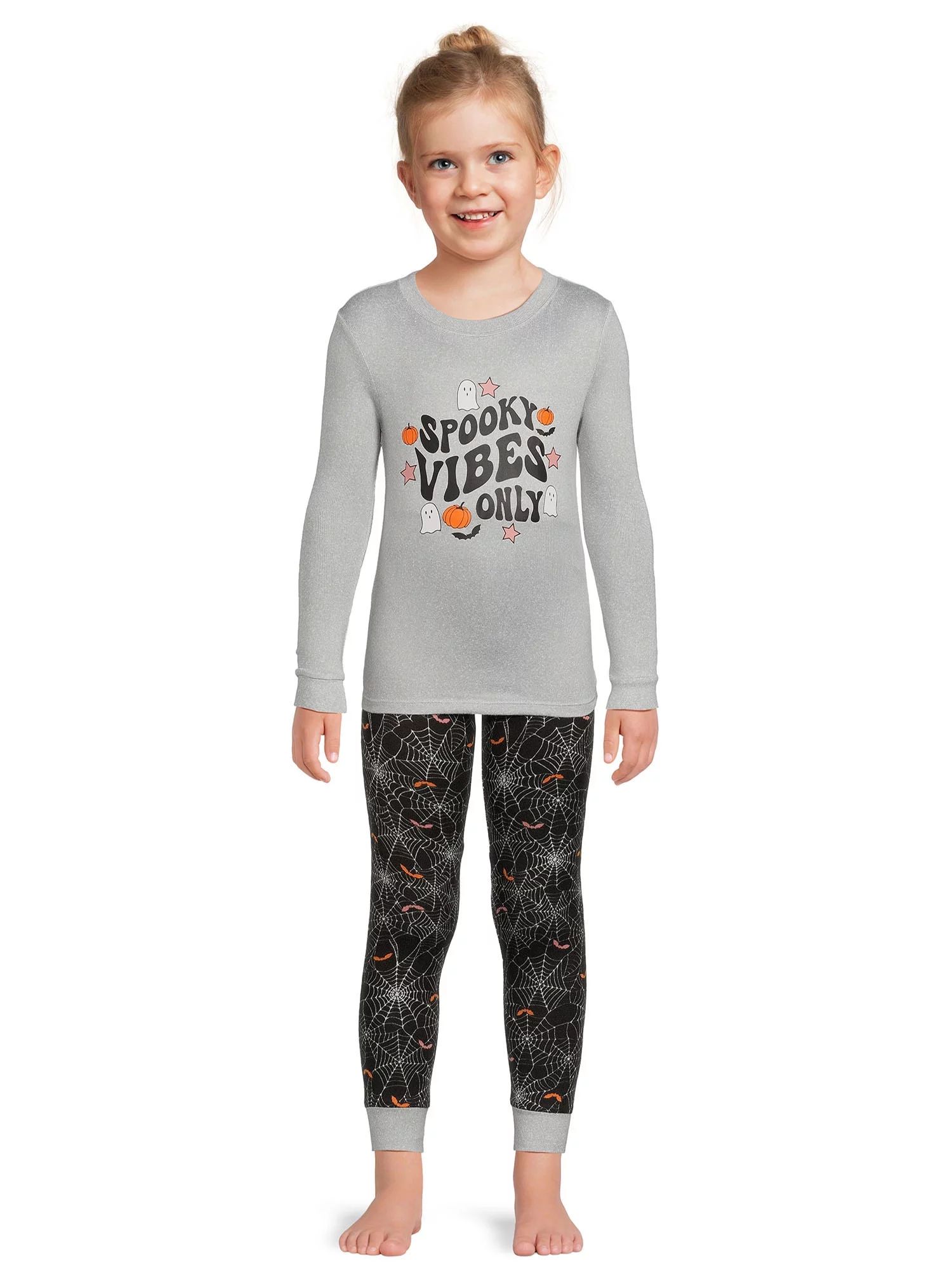 Wonder Nation Girls Halloween Long Sleeve Top and Pant Pajama Set, 2-Piece, Sizes 4-10 | Walmart (US)