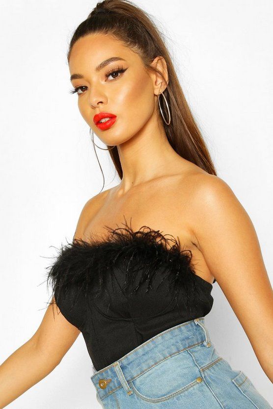 Premium Feather Trim Cupped Bralet | Boohoo.com (UK & IE)