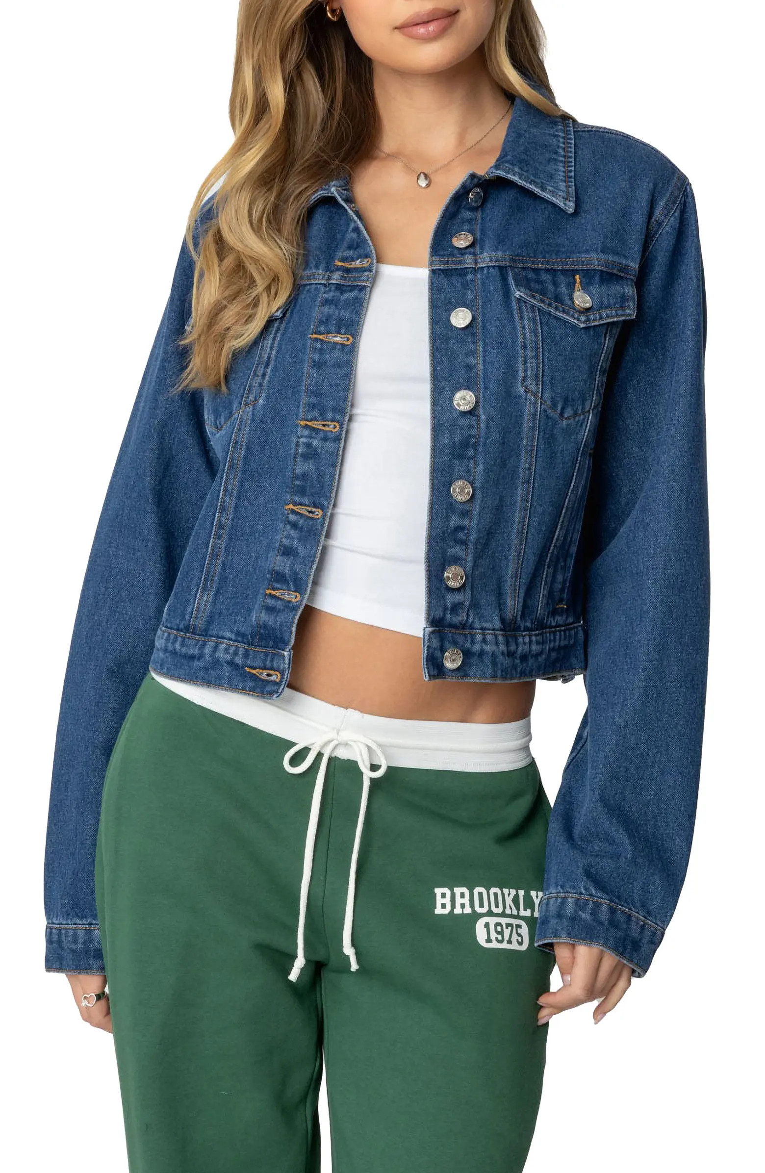 Barb Denim Crop Trucker Jacket | Nordstrom