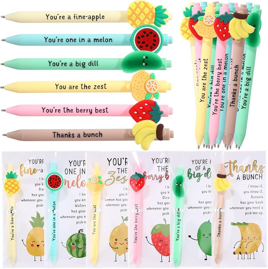 Dunzoom Positive Coworkers Gifts Funny Fruit Pen Bulk Motivational Fruit Ballpoint Pens with Insp... | Amazon (US)