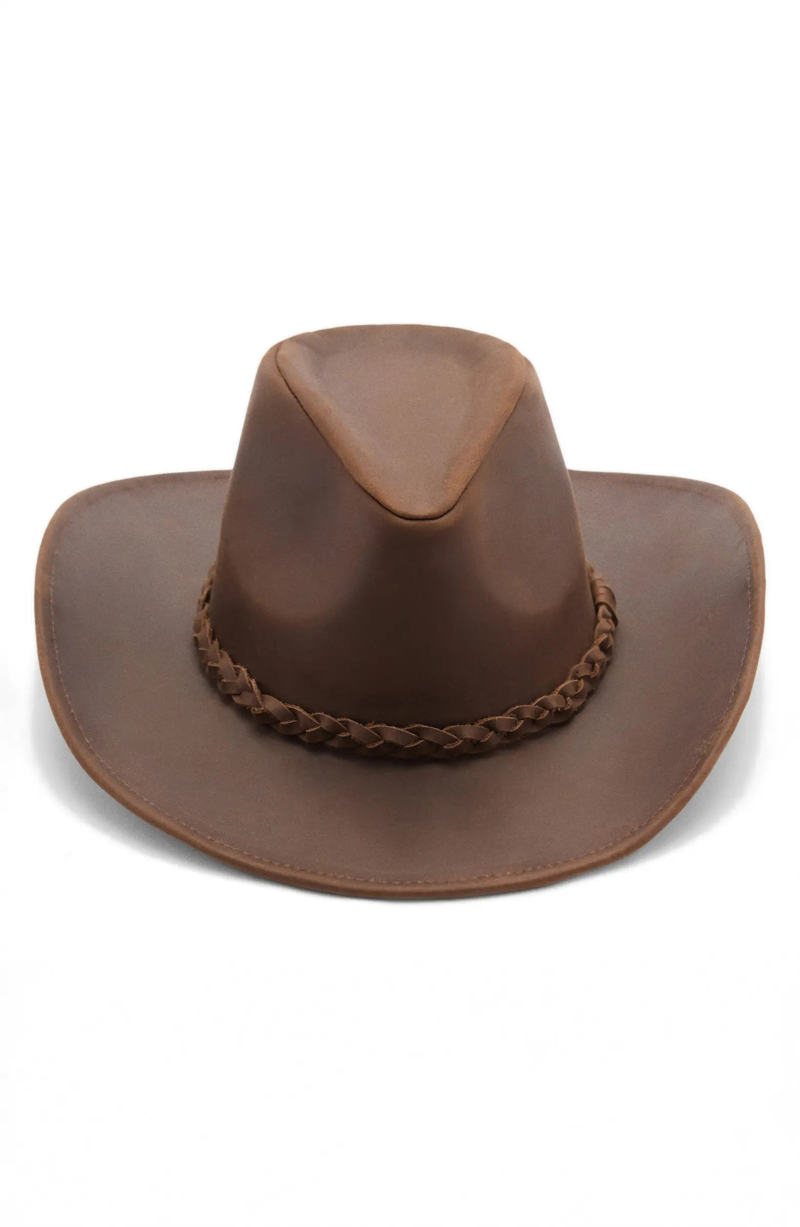 MANGO Braided Band Leather Cowboy Hat | Nordstrom | Nordstrom