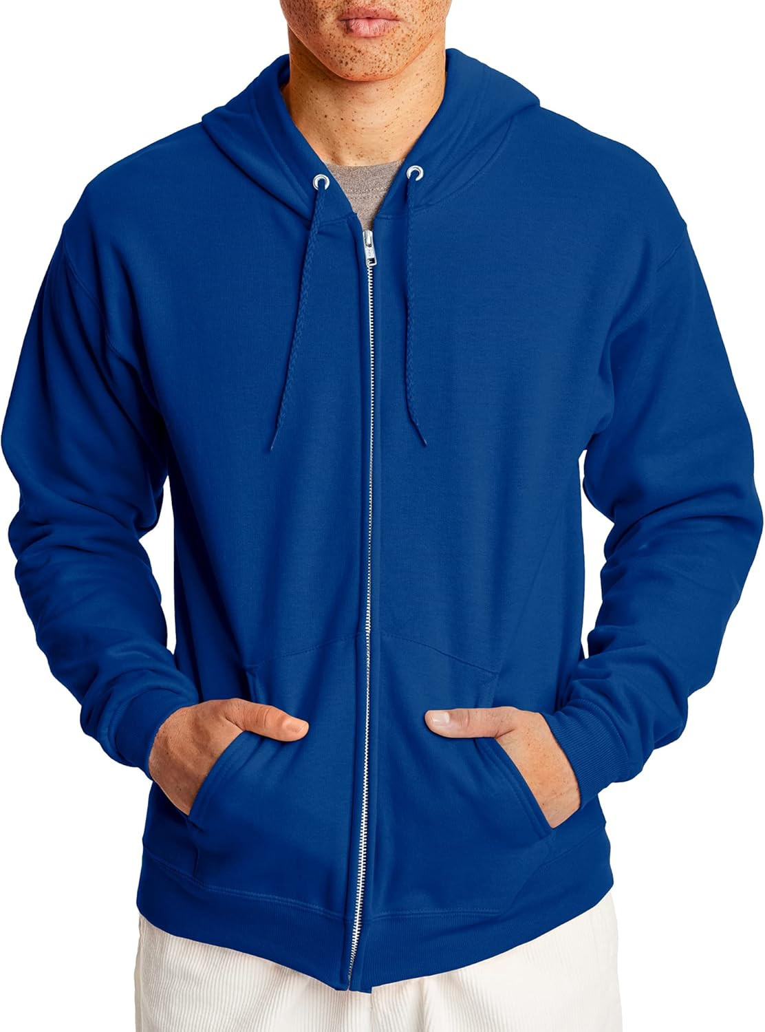 Hanes Men's Hoodie, EcoSmart Fleece Zip-Front Hooded Sweatshirt, Cotton-Blend Fleece Hooded Sweat... | Amazon (US)