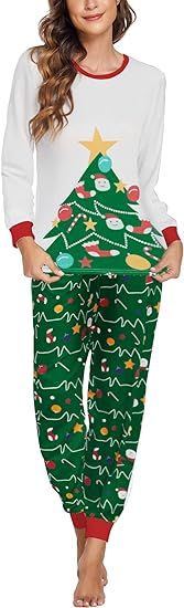 Amazon.com: Ekouaer Womens Pajamas Sets Long Sleeve Sleepwear Pull-Over Christmas Pjs with Jogger... | Amazon (US)