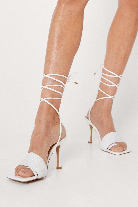 Faux Leather Quilted Lace Up Heels | Nasty Gal (US)