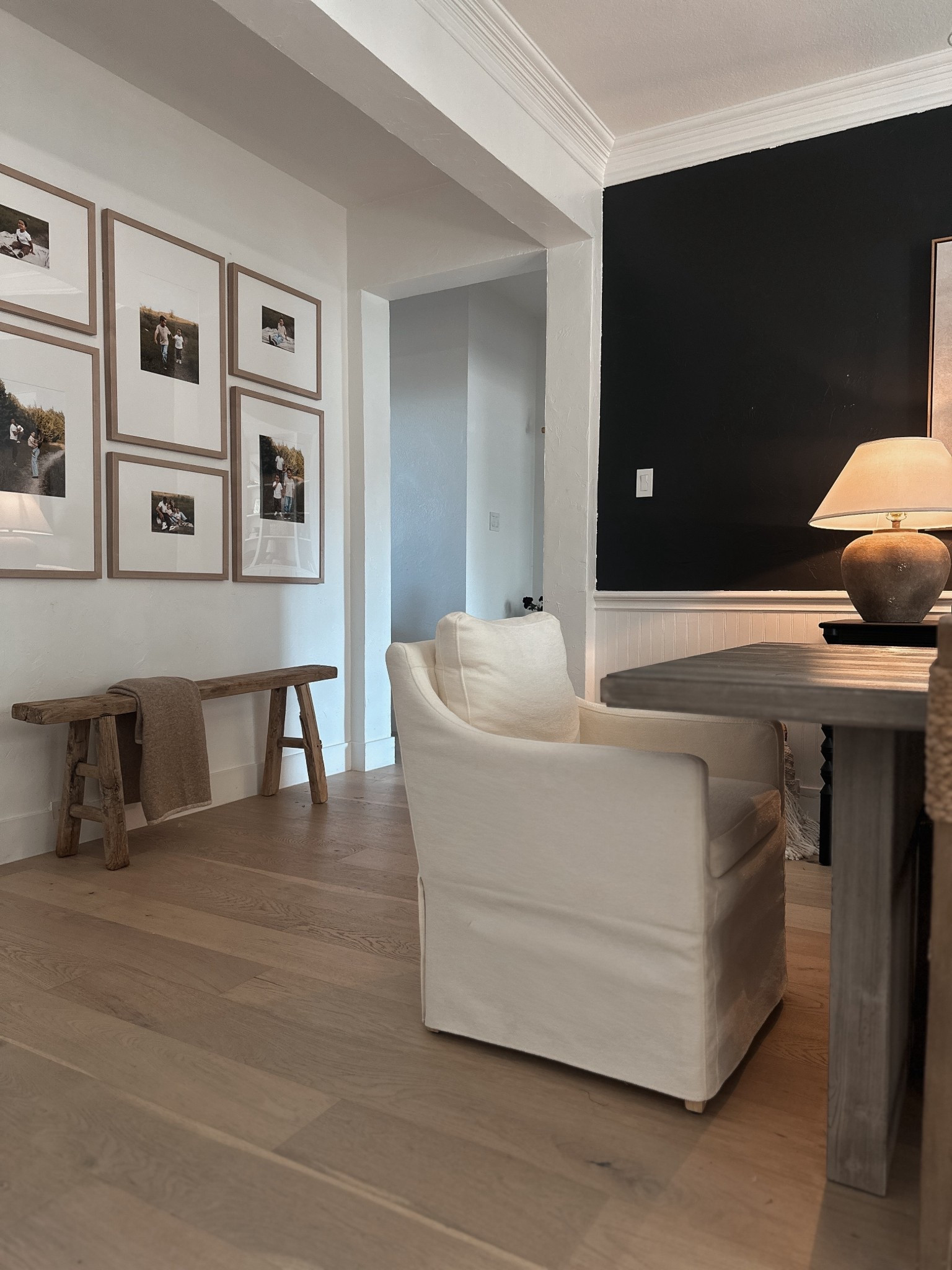 Gallery wall/hallway inspo! And the coziest upholstered dining chairs 

#LTKHome