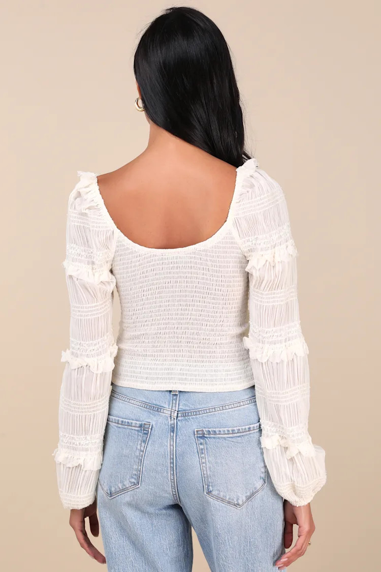 Ideal Charisma Ivory Textured Long Sleeve Top | Lulus