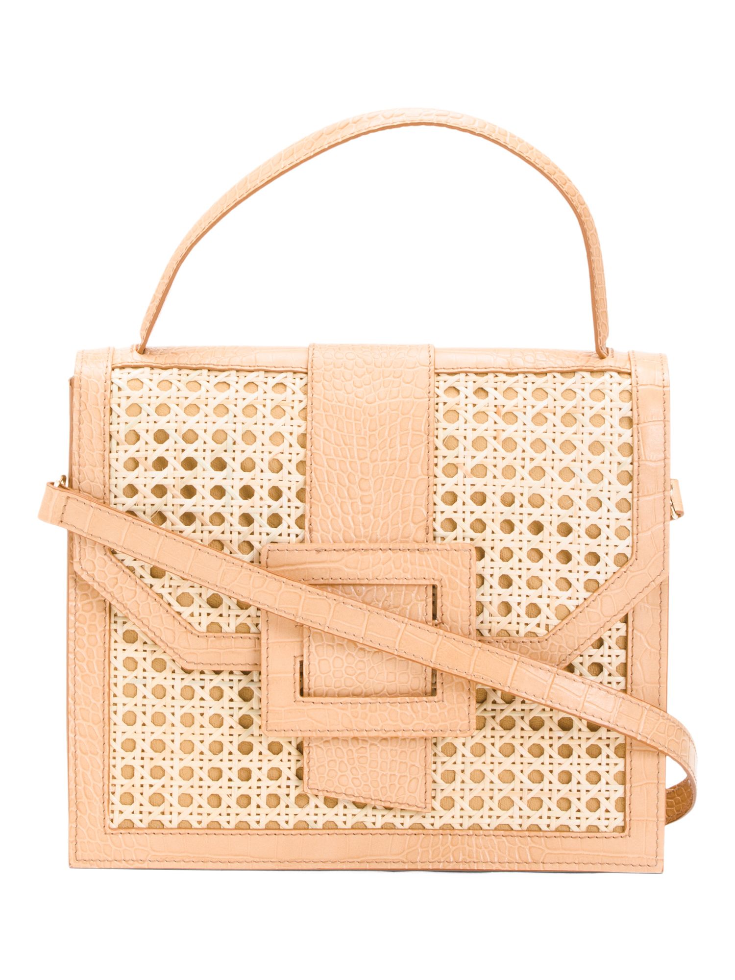 Made In Italy Leather Croc Embossed Buckle Satchel | TJ Maxx