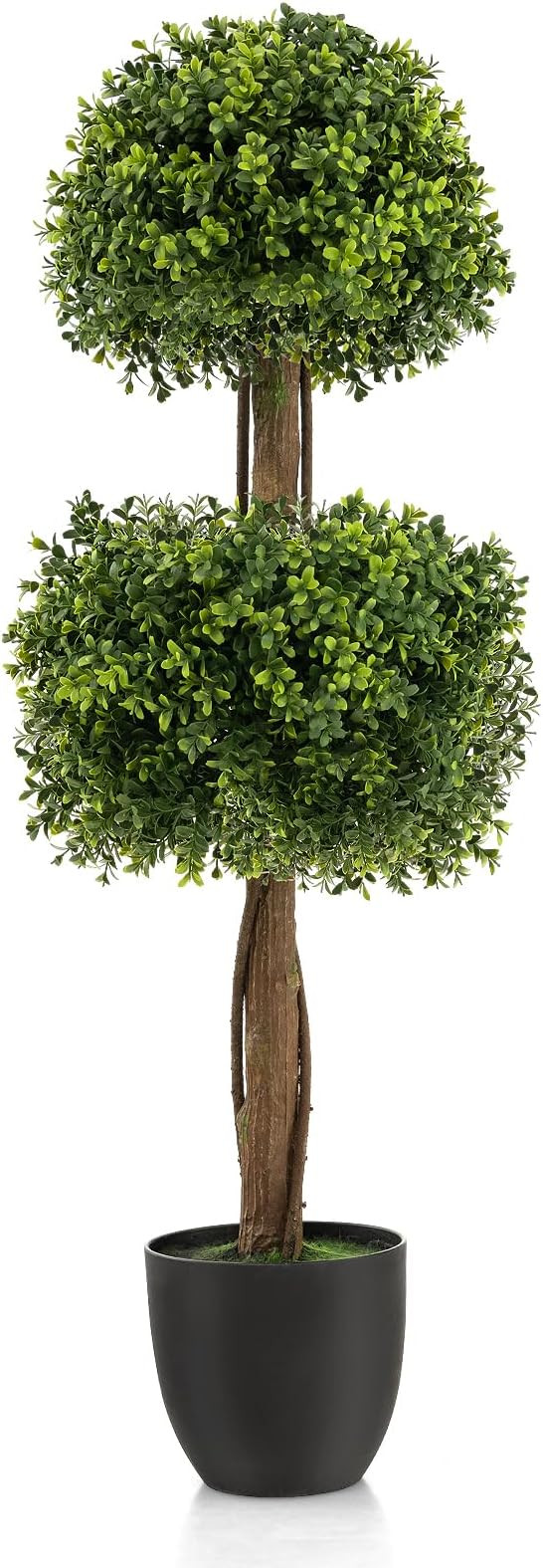 Goplus 40” Artificial Boxwood Topiary Ball Tree, Faux Potted Plants with Cement-Filled Plastic ... | Amazon (US)