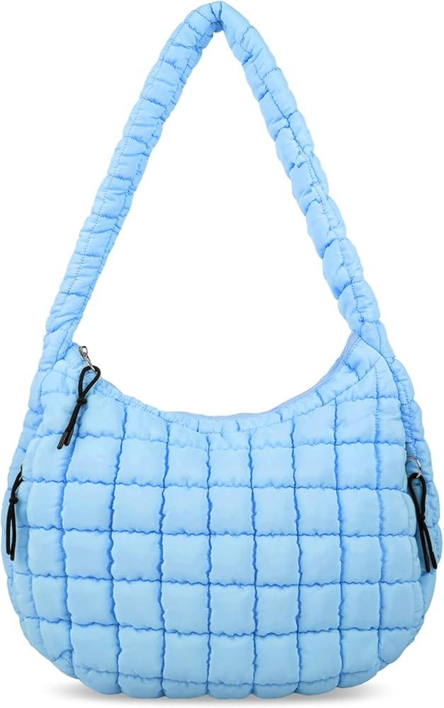 Quilted Puffer Tote Bag for Women Large Quilted Crossbody Bag Lightweight Nylon Puffy Quilted Car... | Amazon (US)