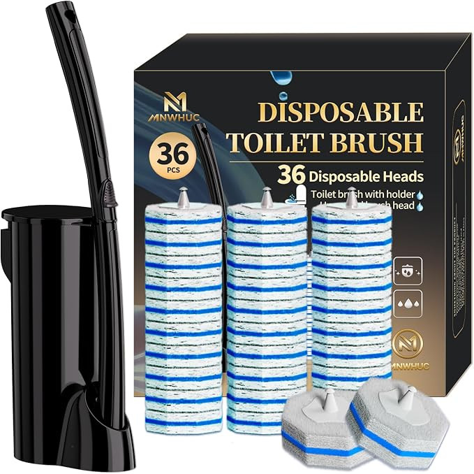 Disposable Toilet Bowl Brush with 36 Toilet Wand Refills Pads Replacement Heads, Toilet Cleaning ... | Amazon (US)