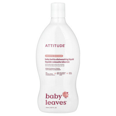ATTITUDE, Baby Leaves®, Baby Bottle Dishwashing Liquid, Unscented, 23.7 fl oz (700 ml) | iHerb