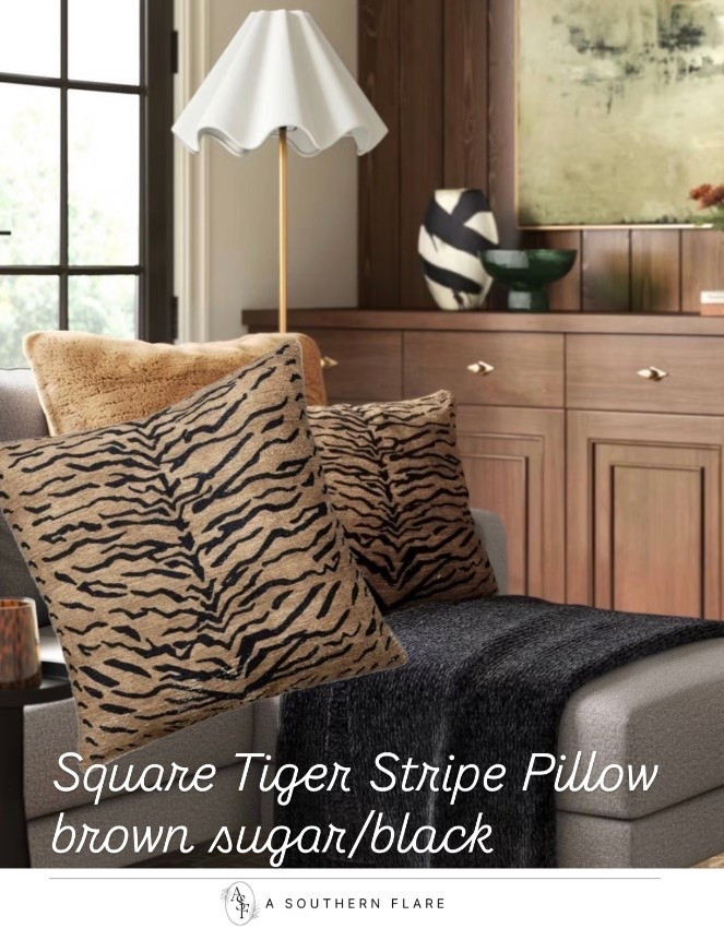 Square Tiger Stripe Pillow brown sugar/black