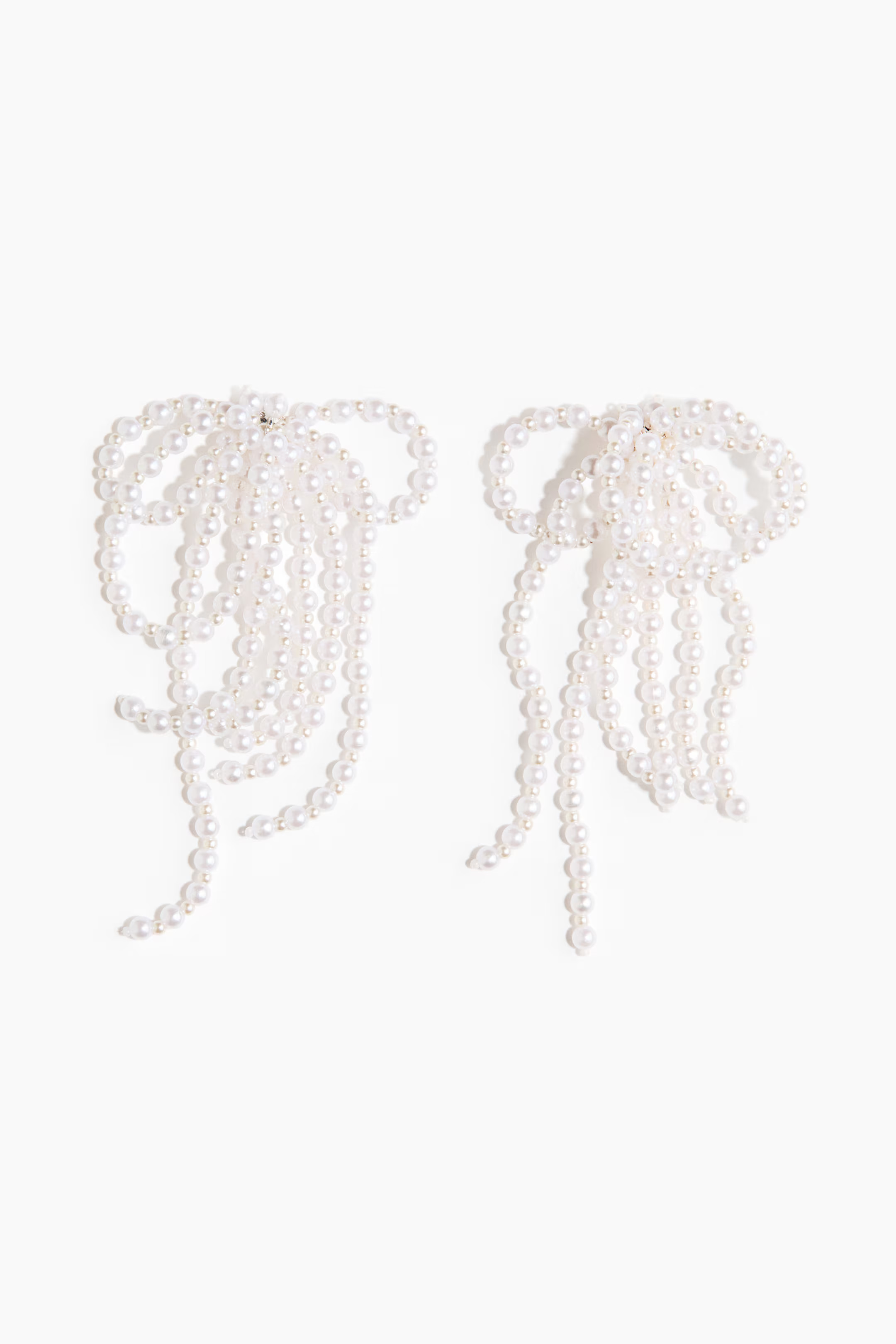 Beaded bow earrings - White - Ladies | H&M GB | H&M (UK, MY, IN, SG, PH, TW, HK)