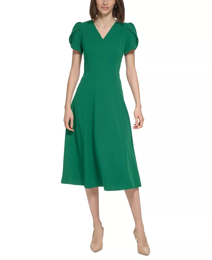 Women's Tulip-Sleeve Midi Dress | Macy's
