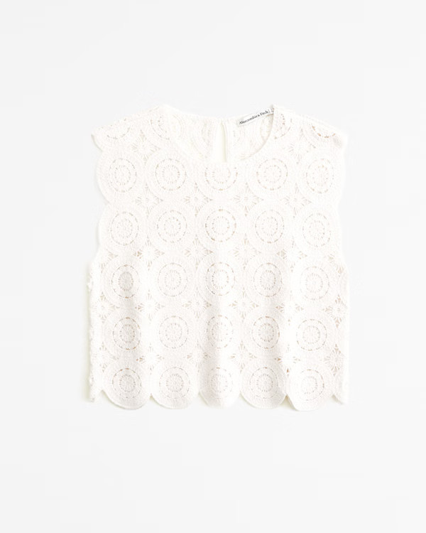 Crochet-Style Mosaic Tile Shell Top | Abercrombie & Fitch (US)