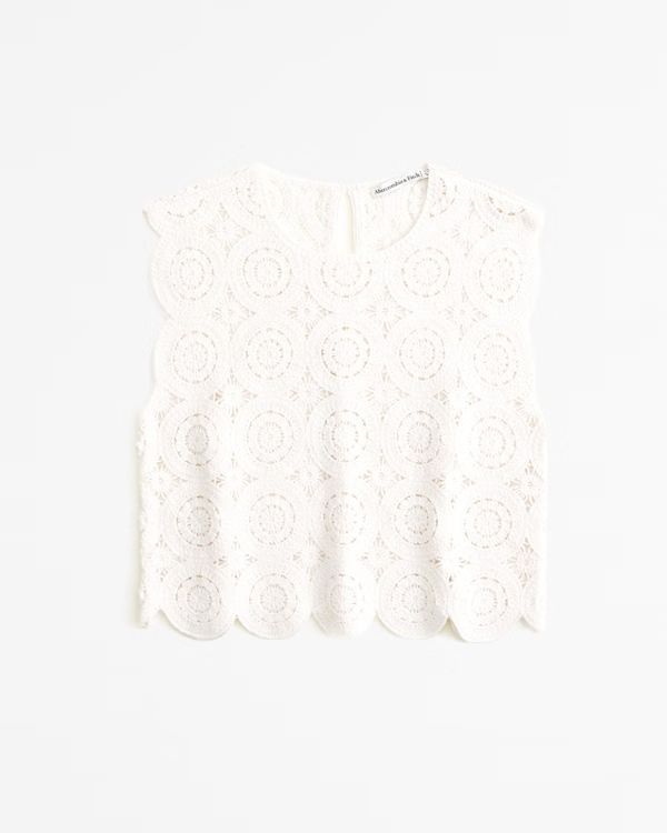 Crochet-Style Mosaic Tile Shell Top | Abercrombie & Fitch (US)