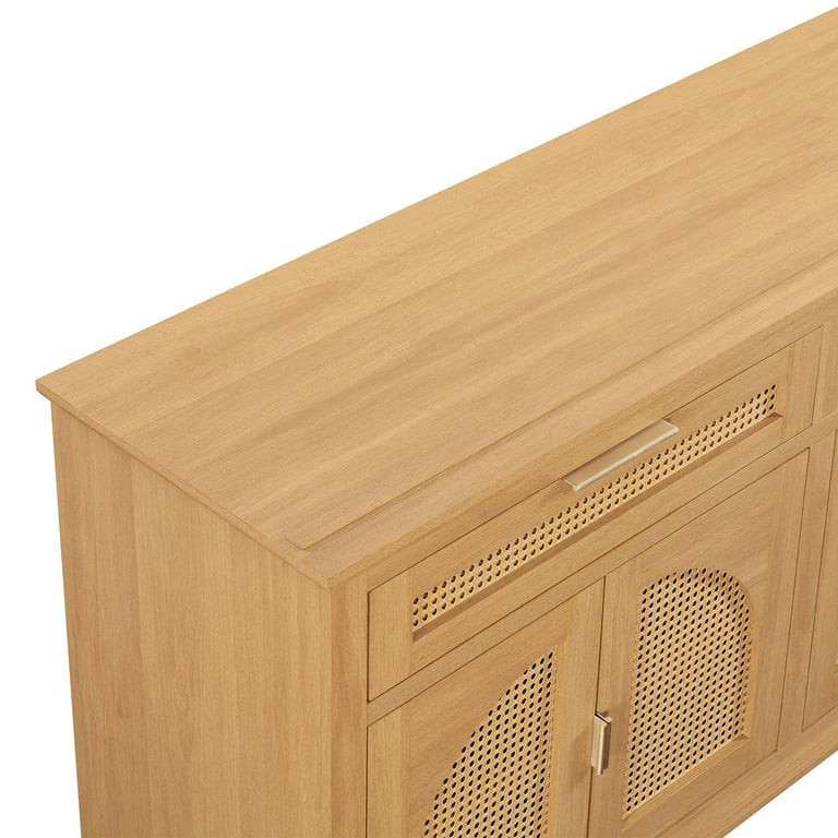 Beautiful Drew Rattan Media Console with Teched Away Drawer by Drew Barrymore, Warm Honey Finish | Walmart (US)