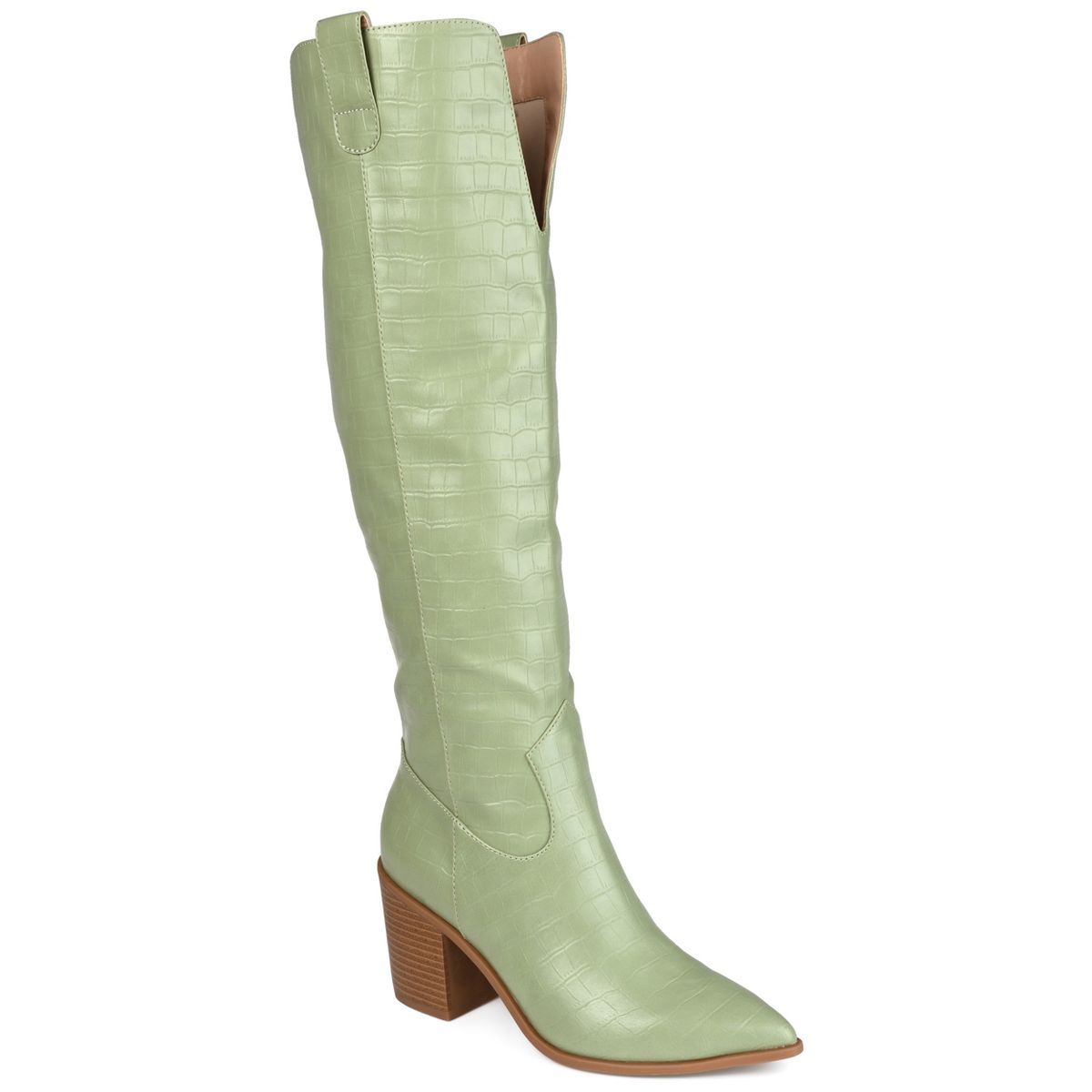 Journee Collection Womens Therese Tru Comfort Foam Stacked Heel Knee High Boots Green 6 | Target