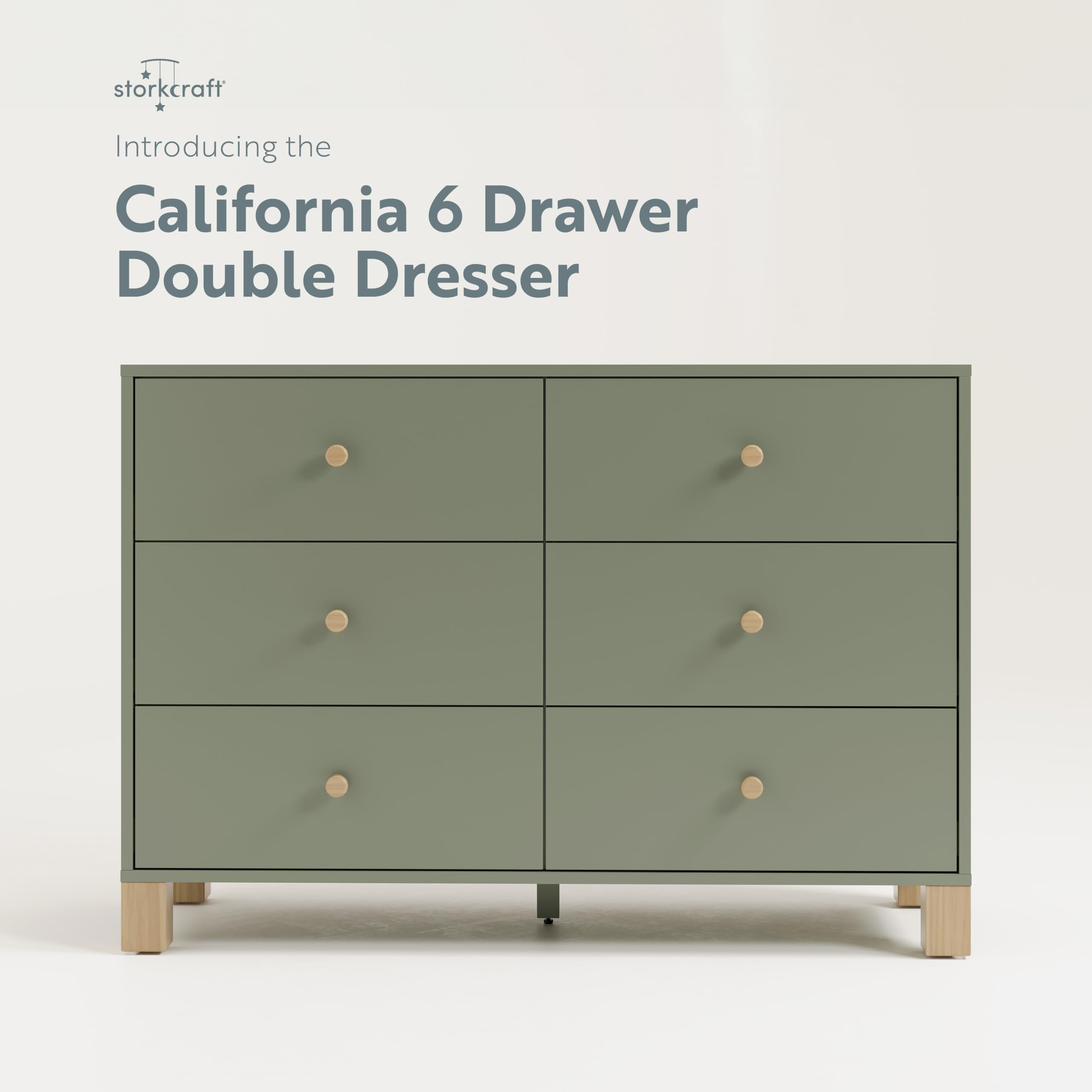Storkcraft California 6-Drawer Double Dresser (Olive with Driftwood) - GREENGUARD Gold Certified, Interlocking Drawer System, Dresser Drawer Organizer for Kids Bedroom | Amazon (US)
