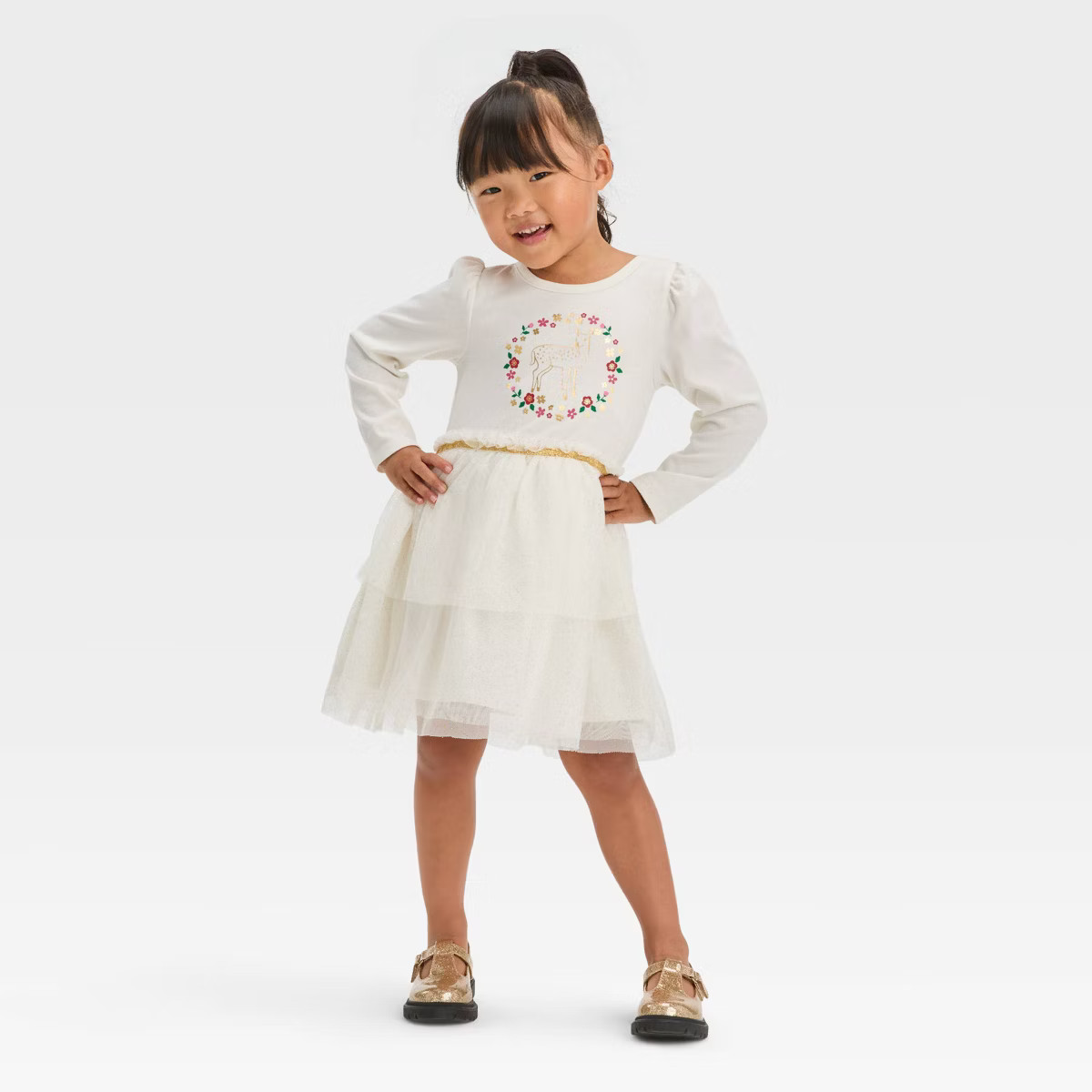 Toddler Girls' Deer Tulle Dress - Cat & Jack™ Cream | Target
