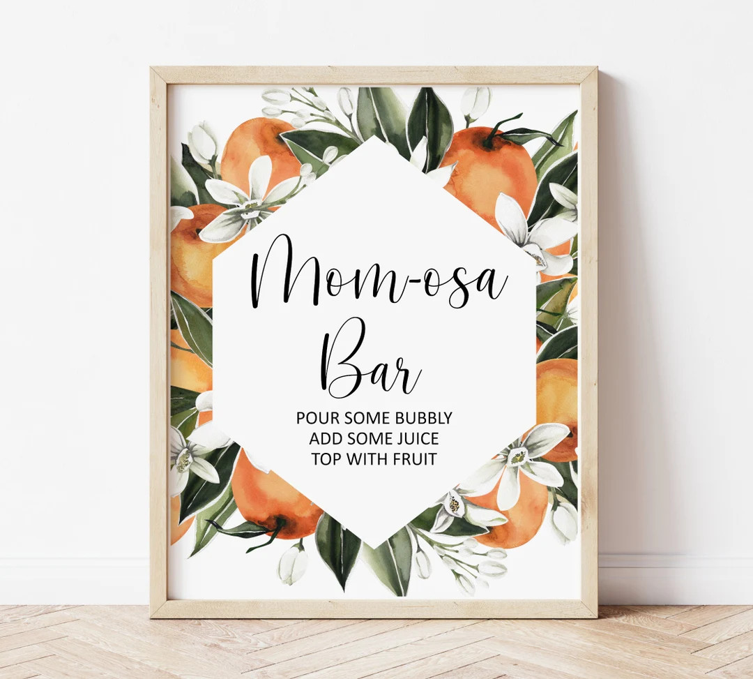 Orange Citrus Momosa Bar Sign Little Cutie Baby Shower Mom Osa Mimosa Bar Decor Orange Theme Tabl... | Etsy (US)
