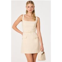 ASTR the Label | Adelyn Belted Tweed Mini Dress in Ivory | Size M | ASTR The Label (US)