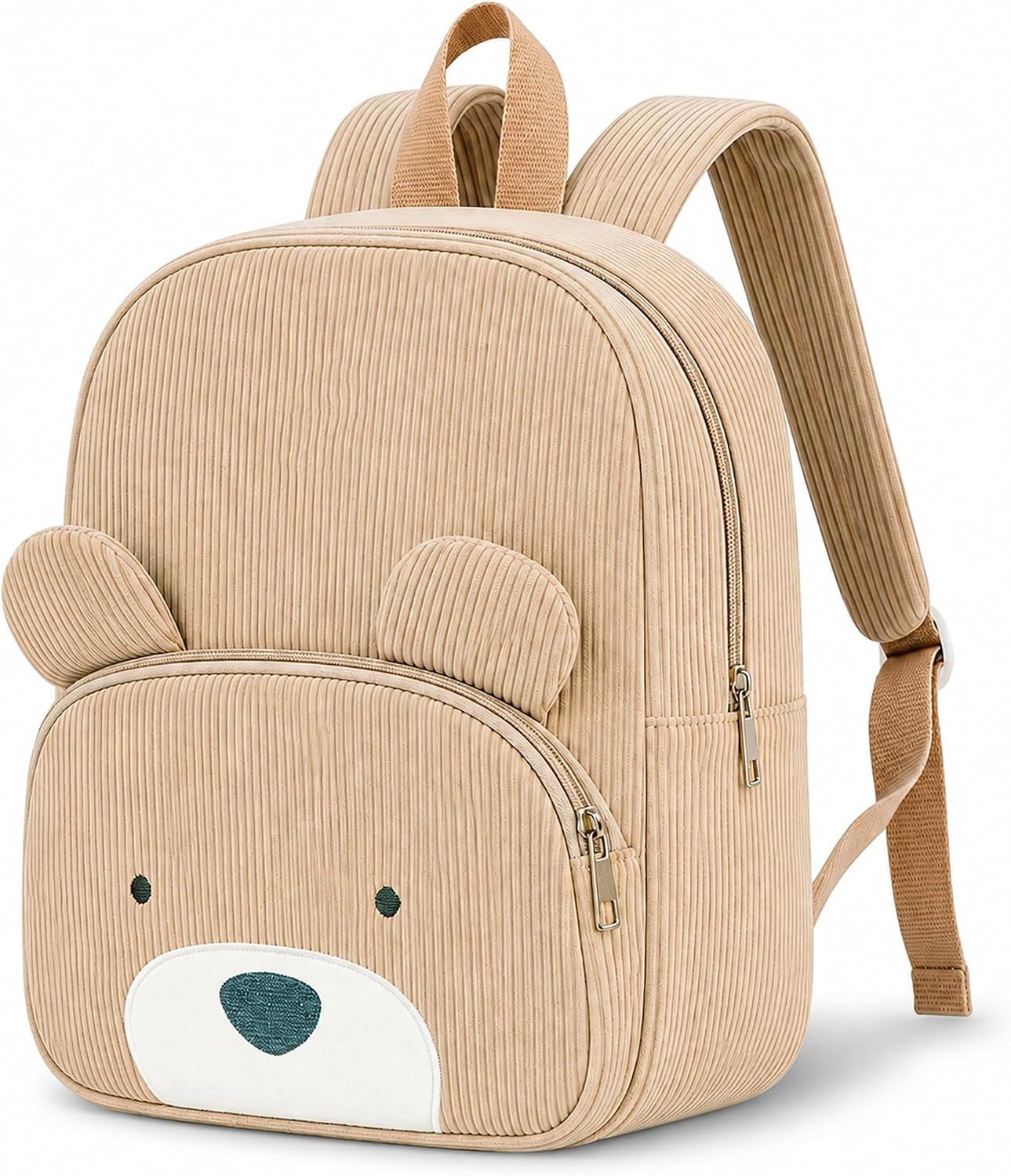 Teddy Bear Backpack Corduroy Toddler Backpack for Boys Girls 2-4, Cute 3D Bear Preschool Kindergarten Daycare Bag, 11.8" Mini Kids Travel Bookbag (Khaki) | Amazon (US)