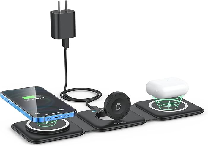 Wireless Charger 3 in 1,RTOPS Magnetic Travel Wireless Charging Station Multiple Devices,GaN 3 in... | Amazon (US)