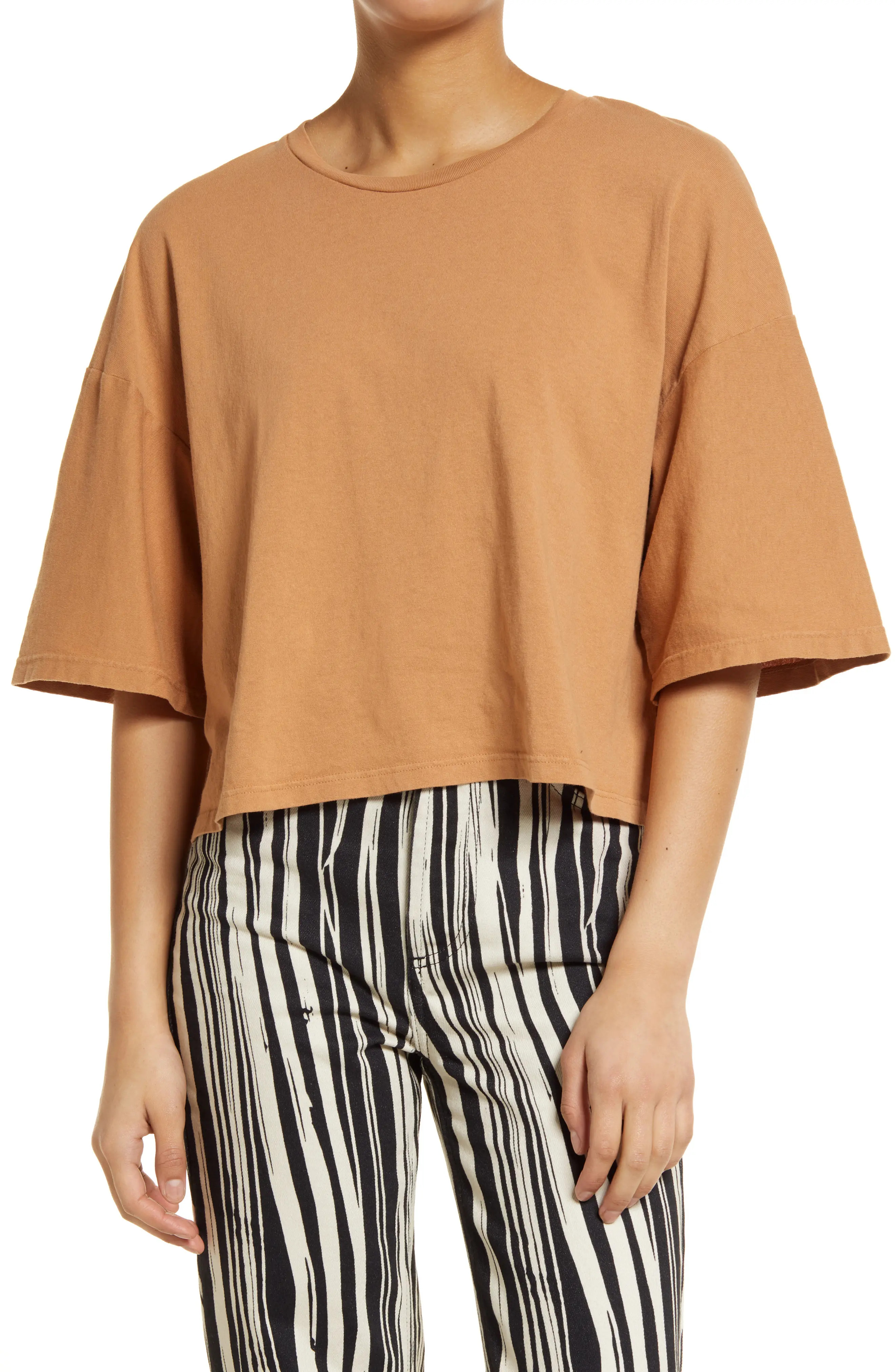 Topshop Boxy T-Shirt in Tan at Nordstrom, Size X-Small | Nordstrom