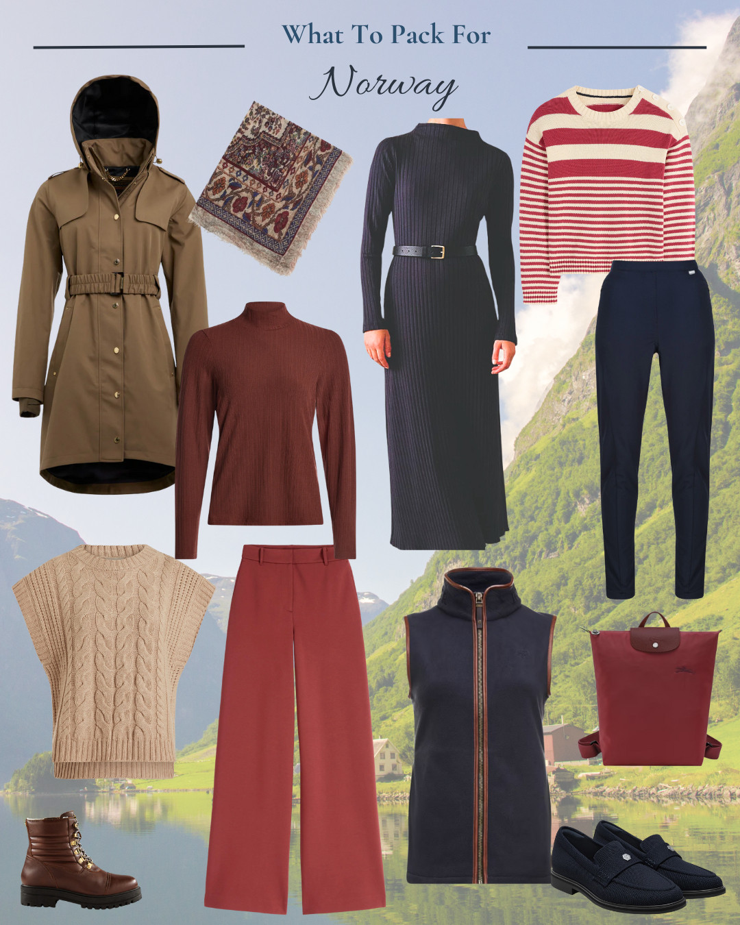 What to pack for Norway from fjord viewing with warm layering to terrain appropriate footwear 

 #LTKtravel #LTKover50style #LTKstyletip