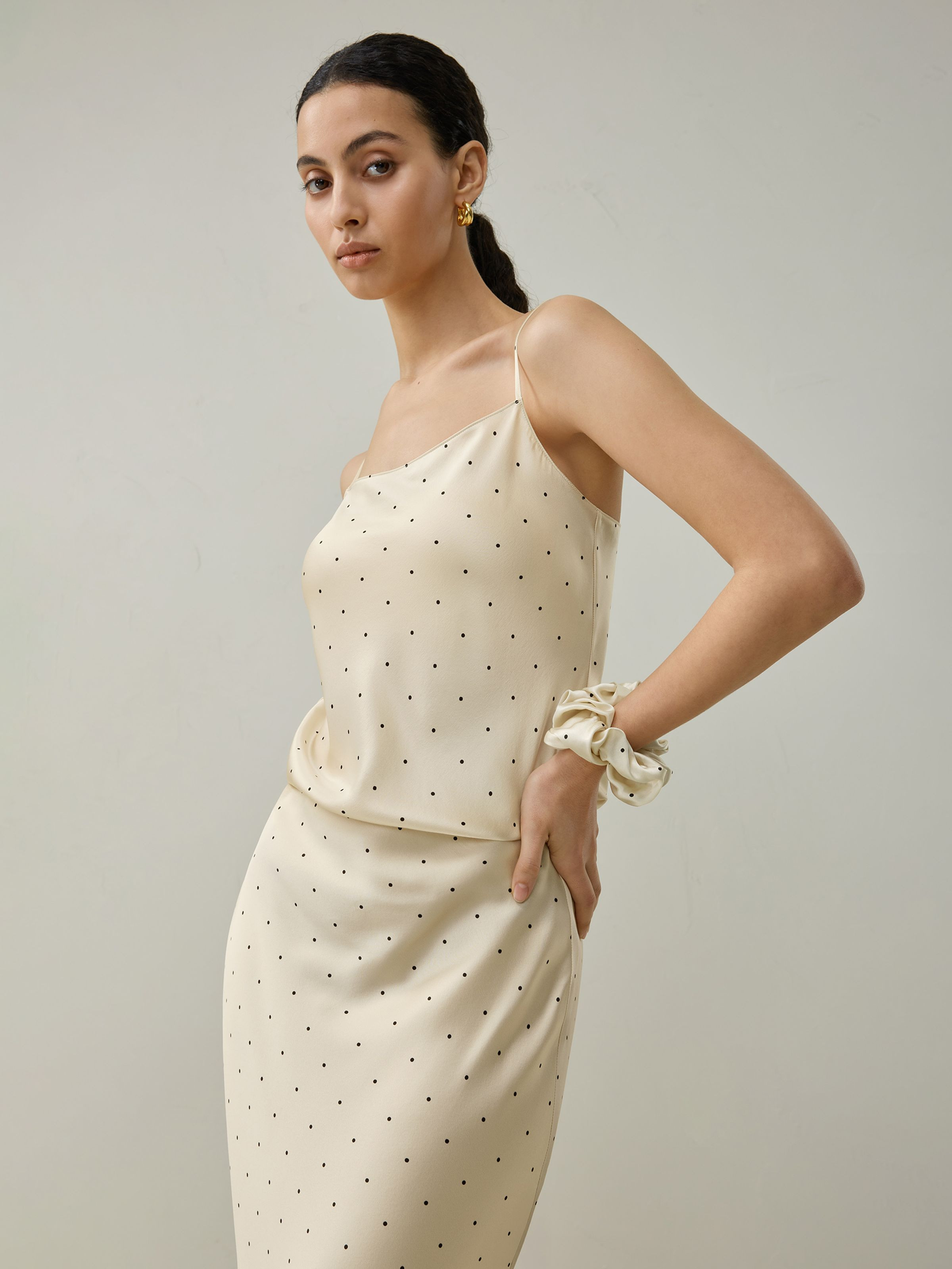 Polka Dot Charmeuse Scrunchies Set | LILYSILK