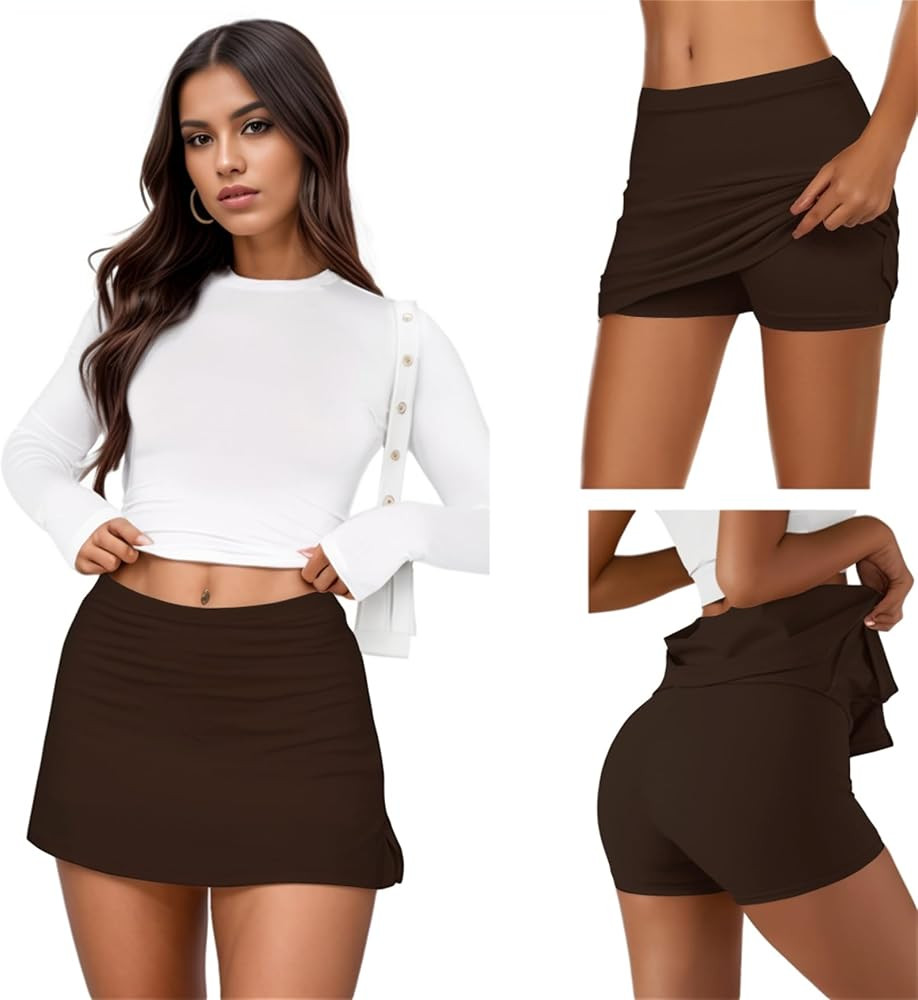Womens Mini Skorts Sexy Mid-Waisted Pencil Bodycon Short Skirts with Side Split 2024 | Amazon (US)