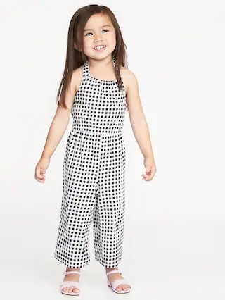 Gingham Halter Wide-Leg Romper for Toddler Girls | Old Navy US