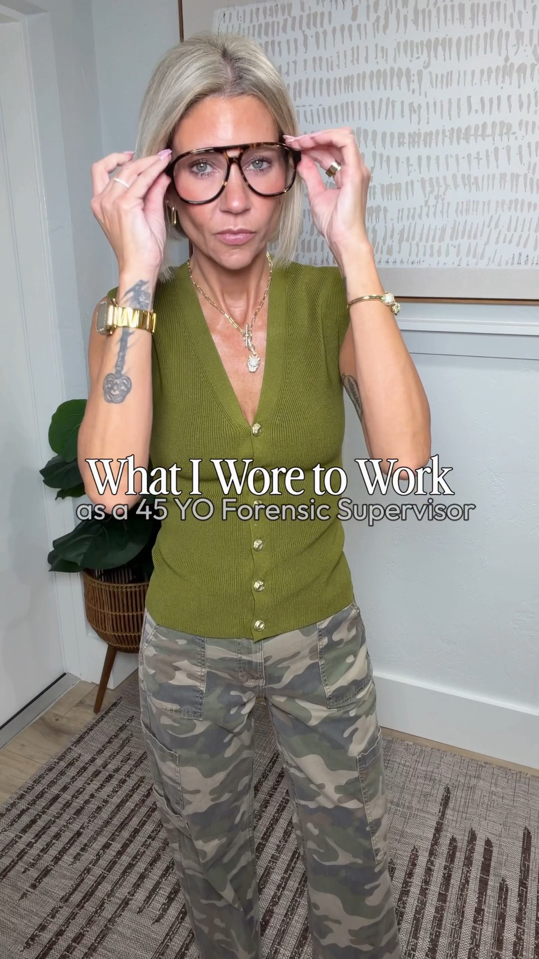 This shade of green is so good! It’s a mix between olive green and chartreuse! I love the gold buttons as well. I’m wearing an XS. 
My pants are the viral camo pants from @Walmart and great find! I’ve worn them countless times! They’re so comfortable, I’ve even flown quite comfortably in them too. I’m wearing a small. 
My jacket’s from H&M but they have limited sizing left so I linked a few similar options. 
My loafers are Vivaia and they’re incredibly comfortable.

#LTKgrwm #LTKootd #LTKOver40