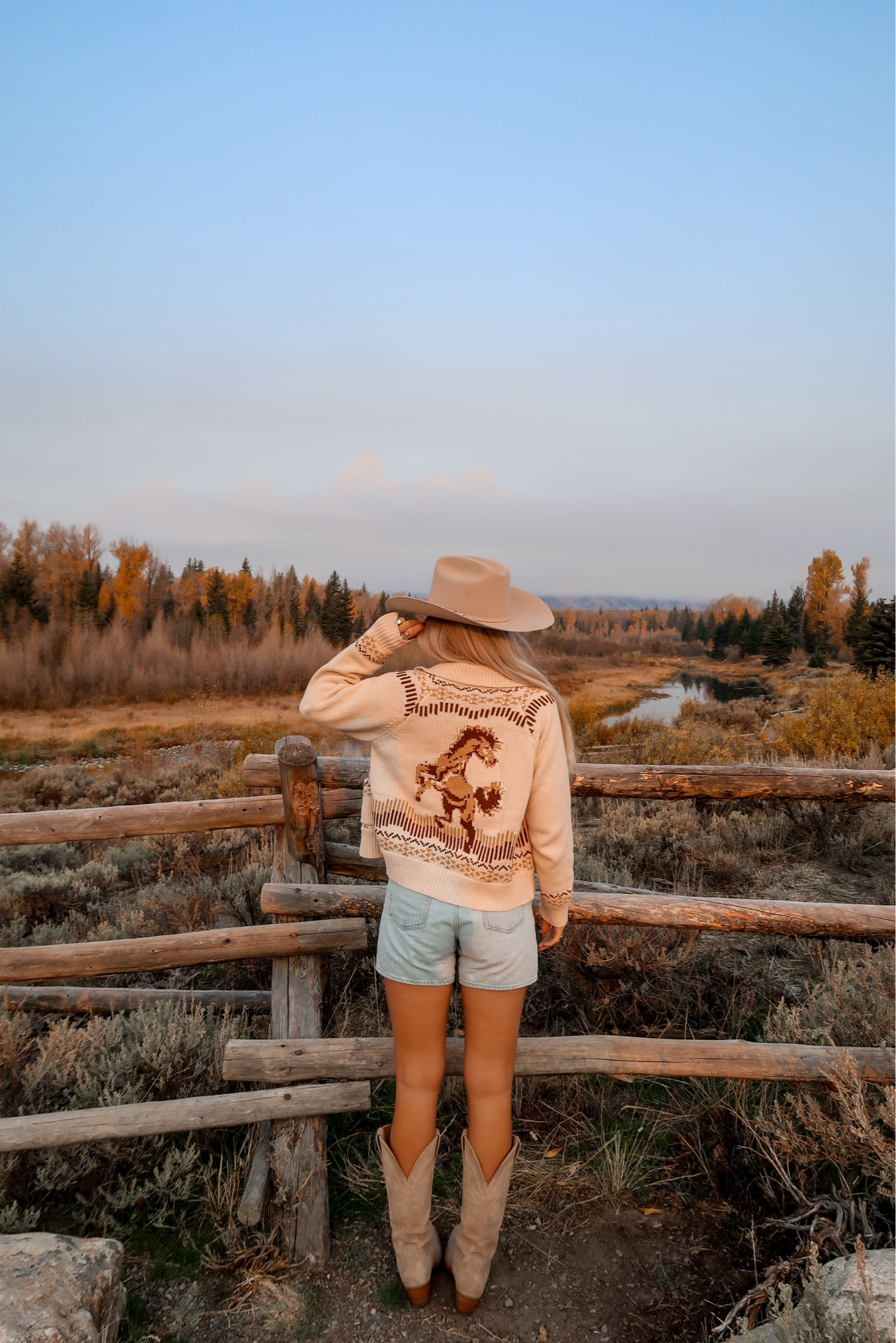size 25 in shorts, size medium in horse cardigan. size down half size in cowgirl boots 🫶🏼 i can’t link my hat so linking similar 

#LTKStyleTip #LTKSeasonal #LTKFindsUnder100