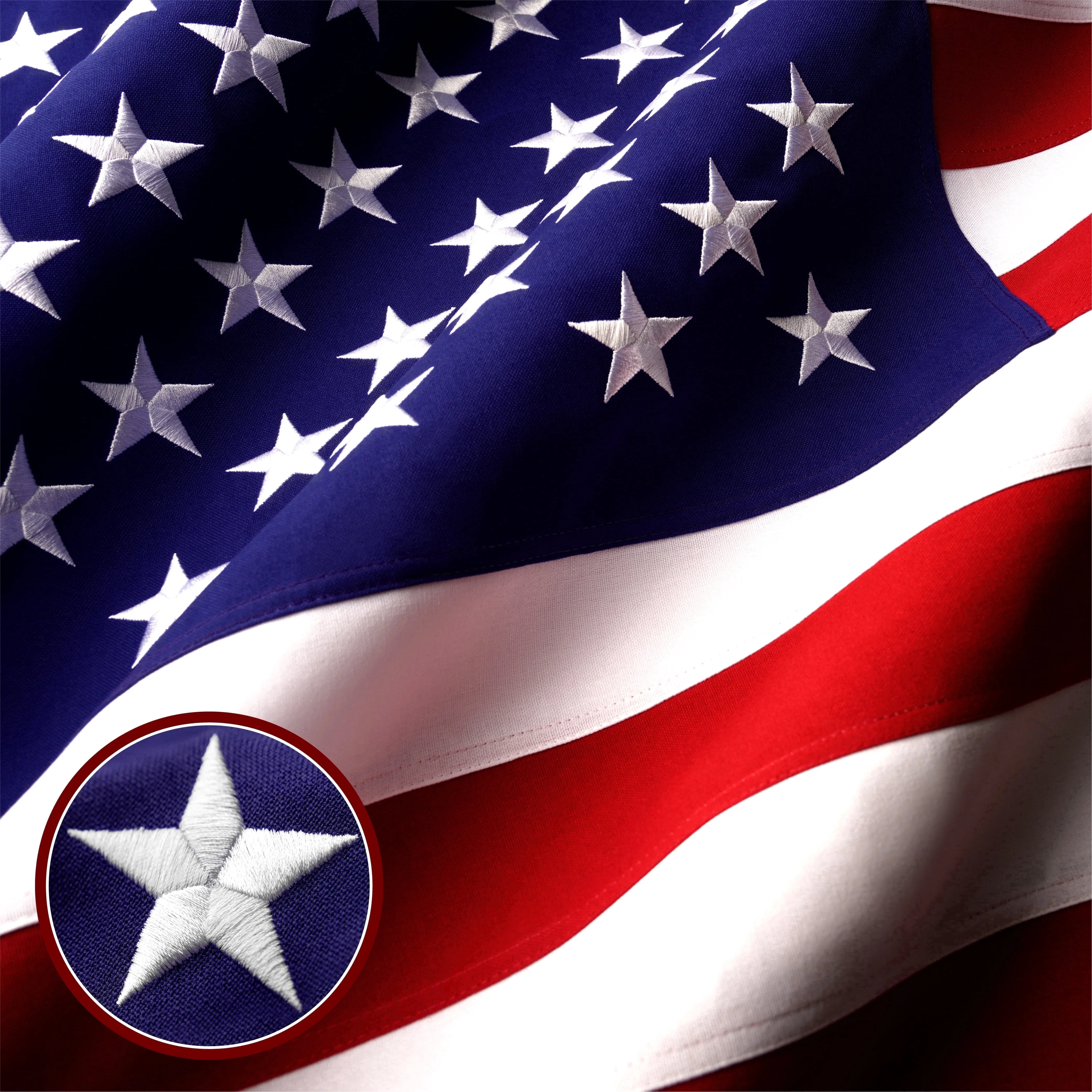 G128 Storm Flyer 4x6 ft Tough Embroidered American Flag, Heavy Duty Spun Polyester, Brass Grommet... | Walmart (US)