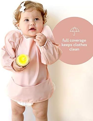 Willow + Sim Waterproof Long Sleeve Baby Bibs for Baby Girl , Waterproof Bibs - Wipe Clean, Wash... | Amazon (US)