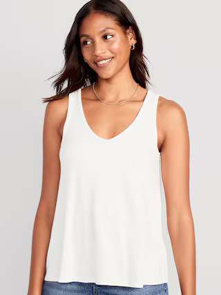 Sleeveless Luxe V-Neck Swing T-Shirt for Women | Old Navy (US)