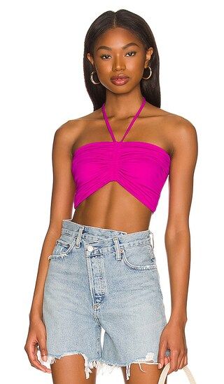 Gathered Front Halter Top in Magenta | Revolve Clothing (Global)