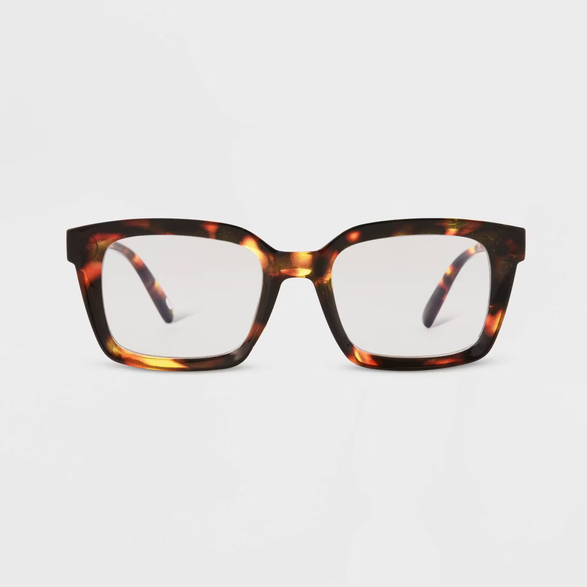 Women's Tortoise Print Shiny Plastic Rectangle Blue Light Filtering Reading Glasses - Universal T... | Target