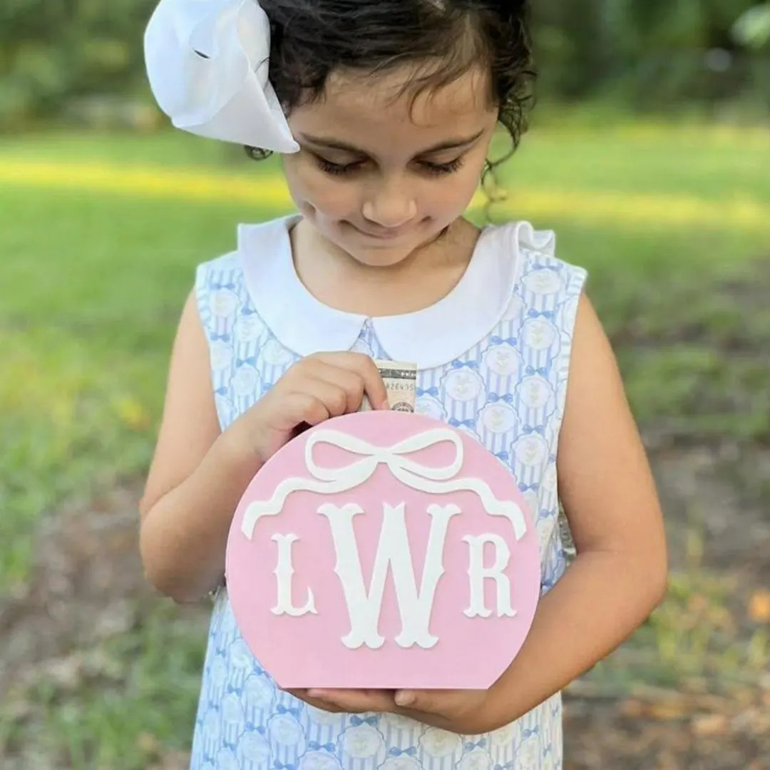 Personalized Monogram Bow Piggy Bank Money Box Grandmillenial Coquette Bow - Etsy | Etsy (US)
