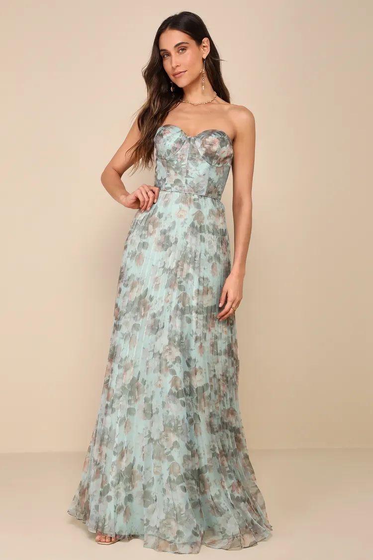Most Beautiful Day Sage Multi Floral Print Organza Maxi Dress | Lulus