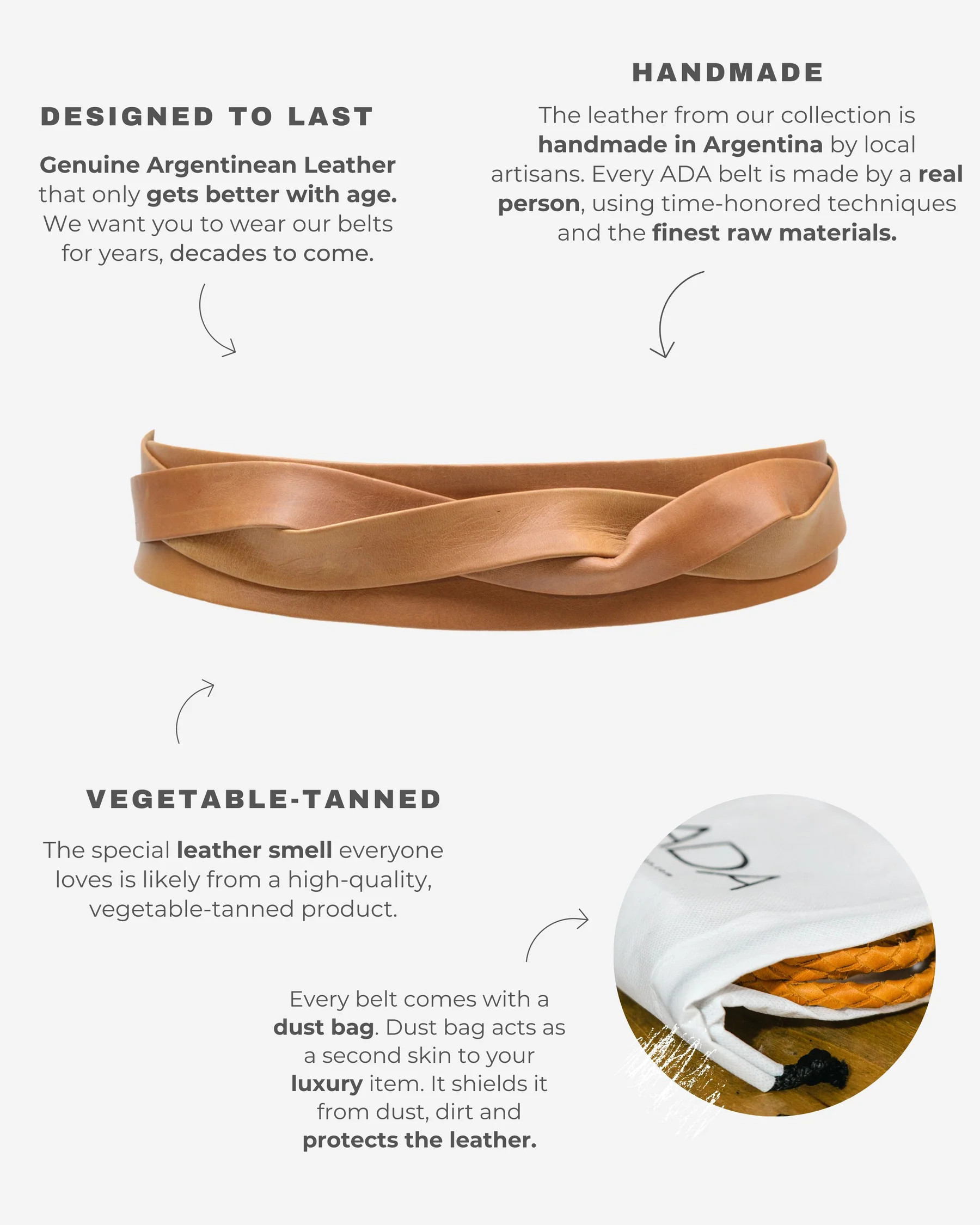 Midi Wrap Leather Belt - Taupe | ADA Collection