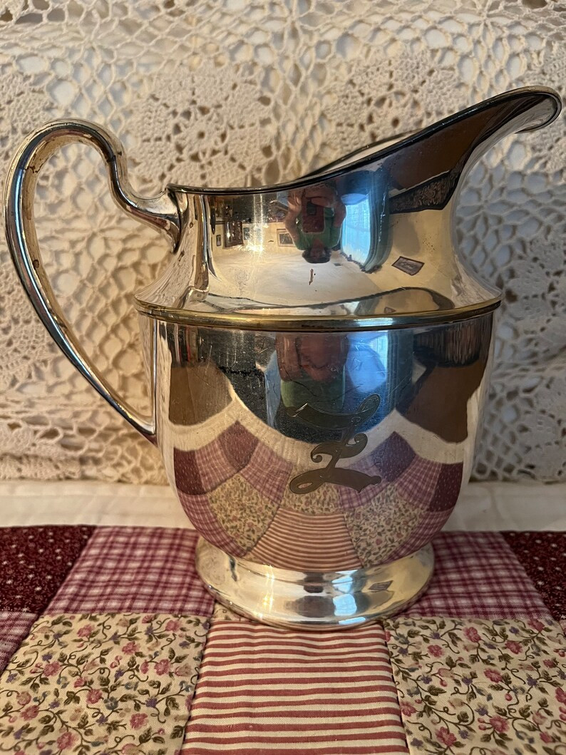 Vintage Monogrammed Pitcher Silver Plated Pitcher Flower Vase Friendship Gift Birthday Gift House... | Etsy (US)